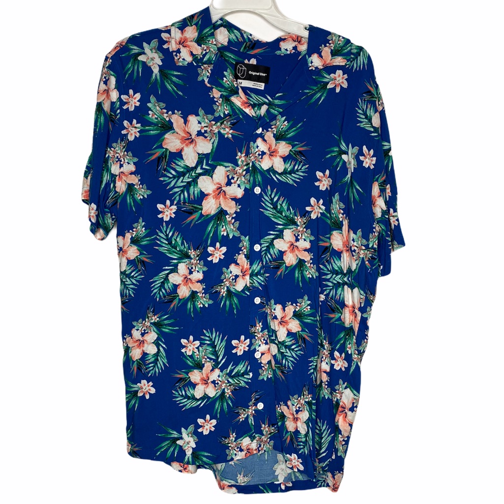 Blue Floral Pattern Button Down
